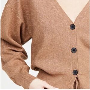 A.LC. Peters II‎ Toffee Rose Gold Glitter Sweater Cardigan Women’s Size Medium